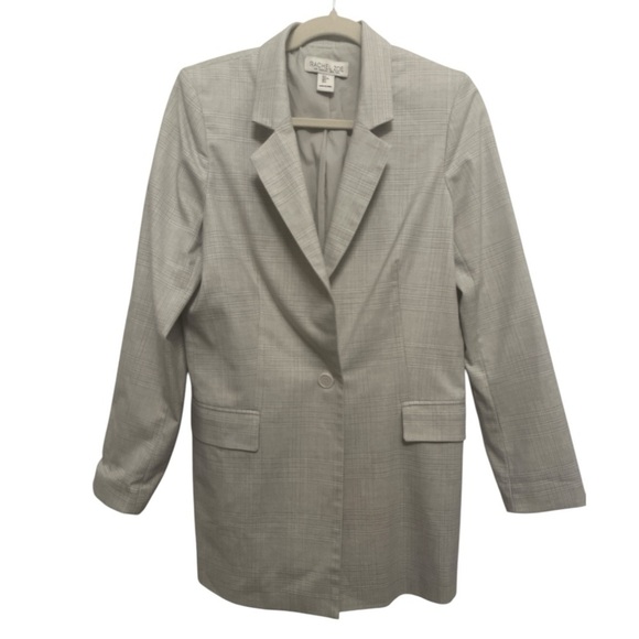 Rachel Zoe Gray Plaid Long Lightweight BlazerJacket Size Large - Picture 1 of 10